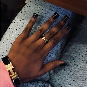 Hermes Black and Gold Ring